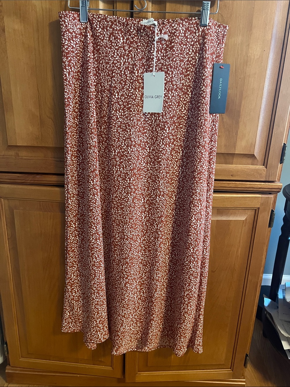 Olivia Grey Rust Speckled Maxi Skirt